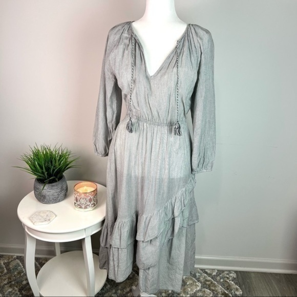 Ulla Johnson Womens Grey Poplin Midi Flare Dress size medium - Picture 3 of 13